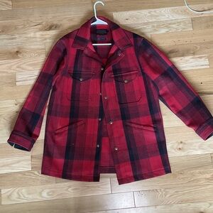 Pendleton Red and Black Plaid Wool Field Jacket